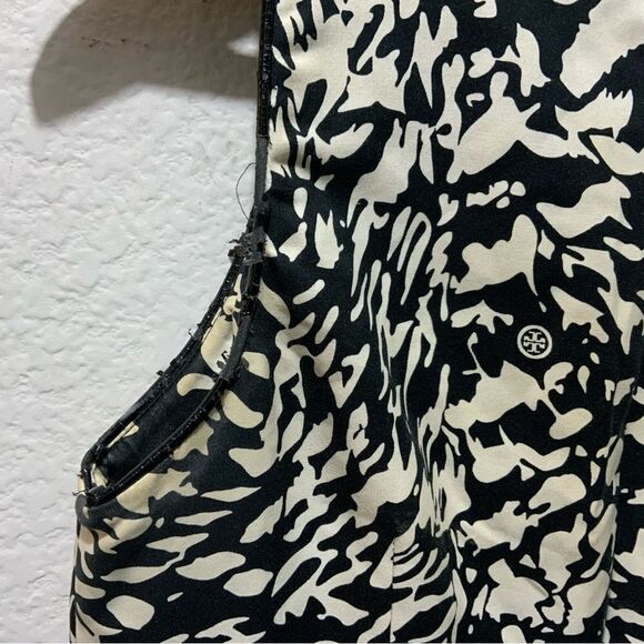 Tory Burch Black/off white Cotton/Silk Leather Trim Dress Sz 6 - Picture 9 of 9
